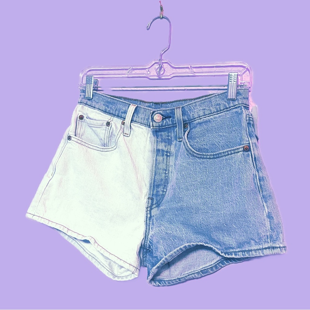 Levi’s 501 High Rise Denim Shorts Size 26 duo colored half-and-half